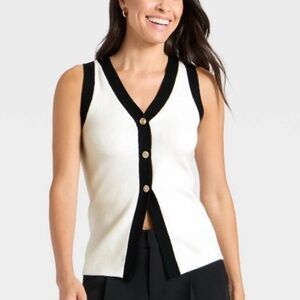 A New Day Black and White Sleeveless Blouse Size XS